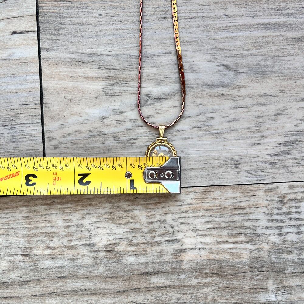 Vintage 12KGF Gold Nugget Shaker Pendant 14KGP Chain Real 22K Gold Nuggets - Picture 7 of 10